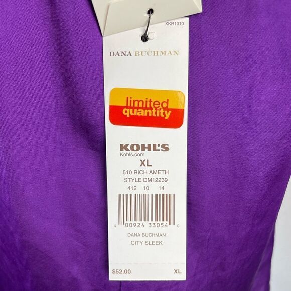 NWT Dana Buchman Purple Button Down Shirt Size XL - Picture 7 of 8